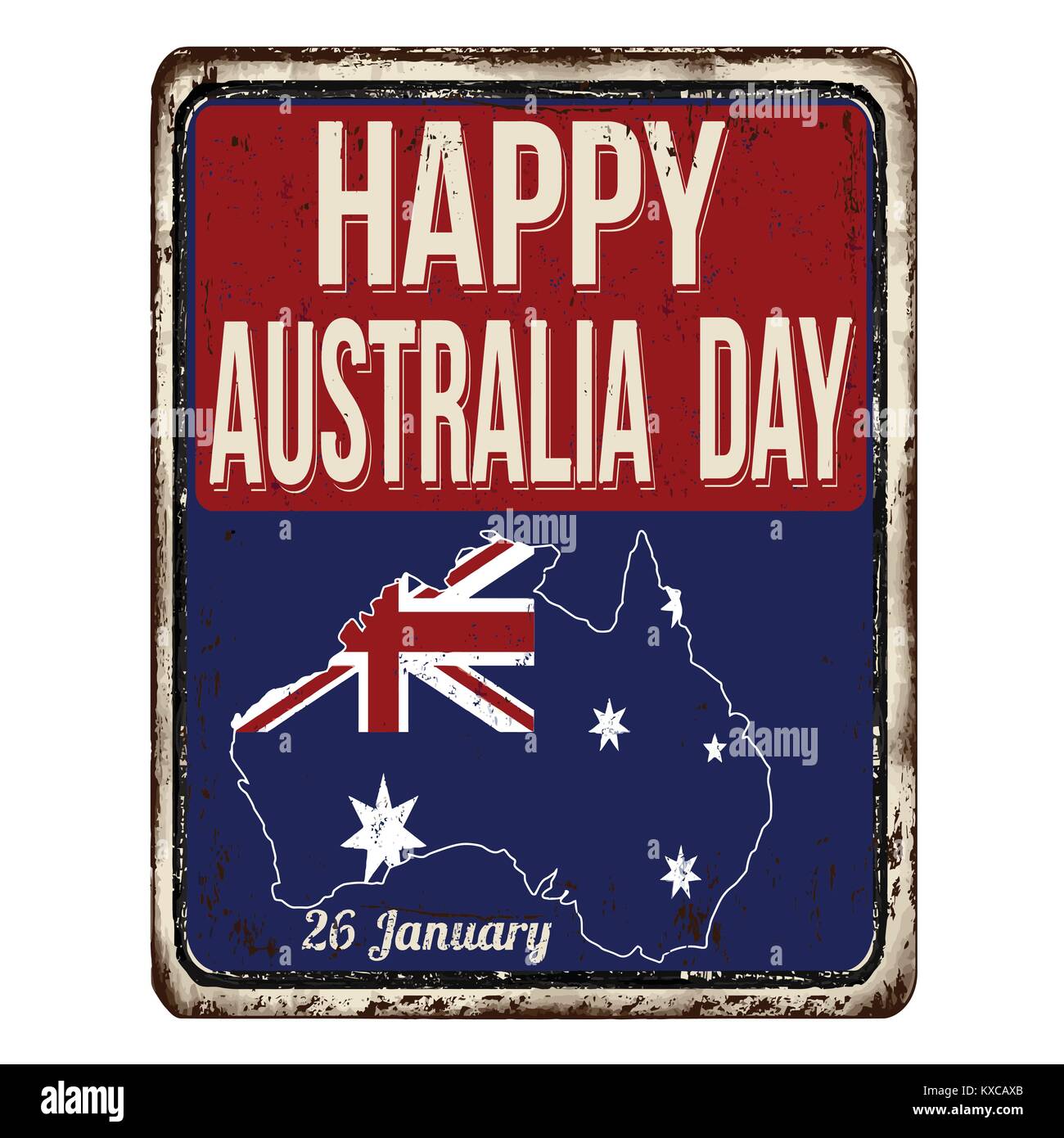 Gerne Australien Tag vintage rostiges Metall Zeichen auf weißem Hintergrund, Vector Illustration Stock Vektor