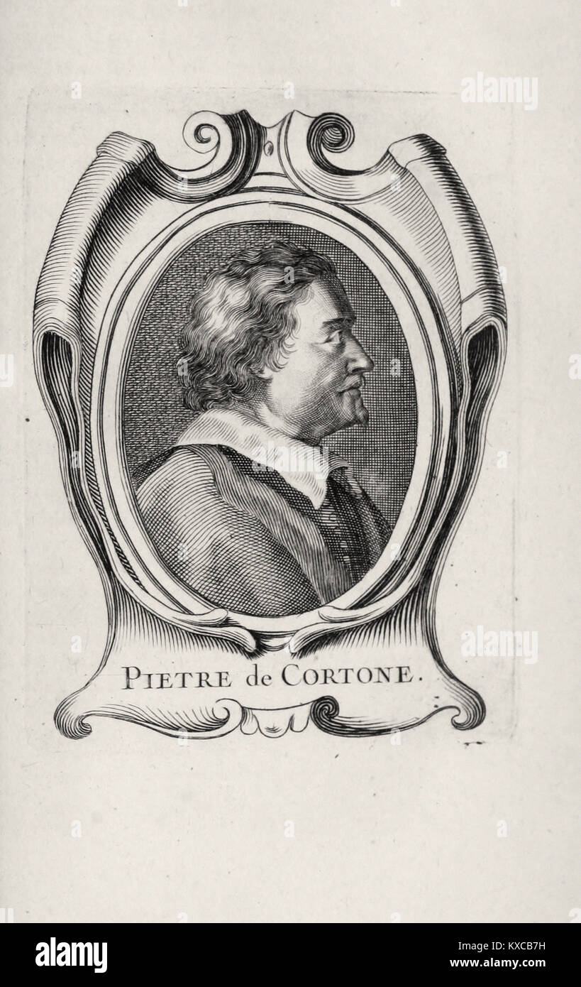 Porträt des Malers Pietro da Cortone - Französisch Gravur 18 Uhr Jahrhunderts Stockfoto