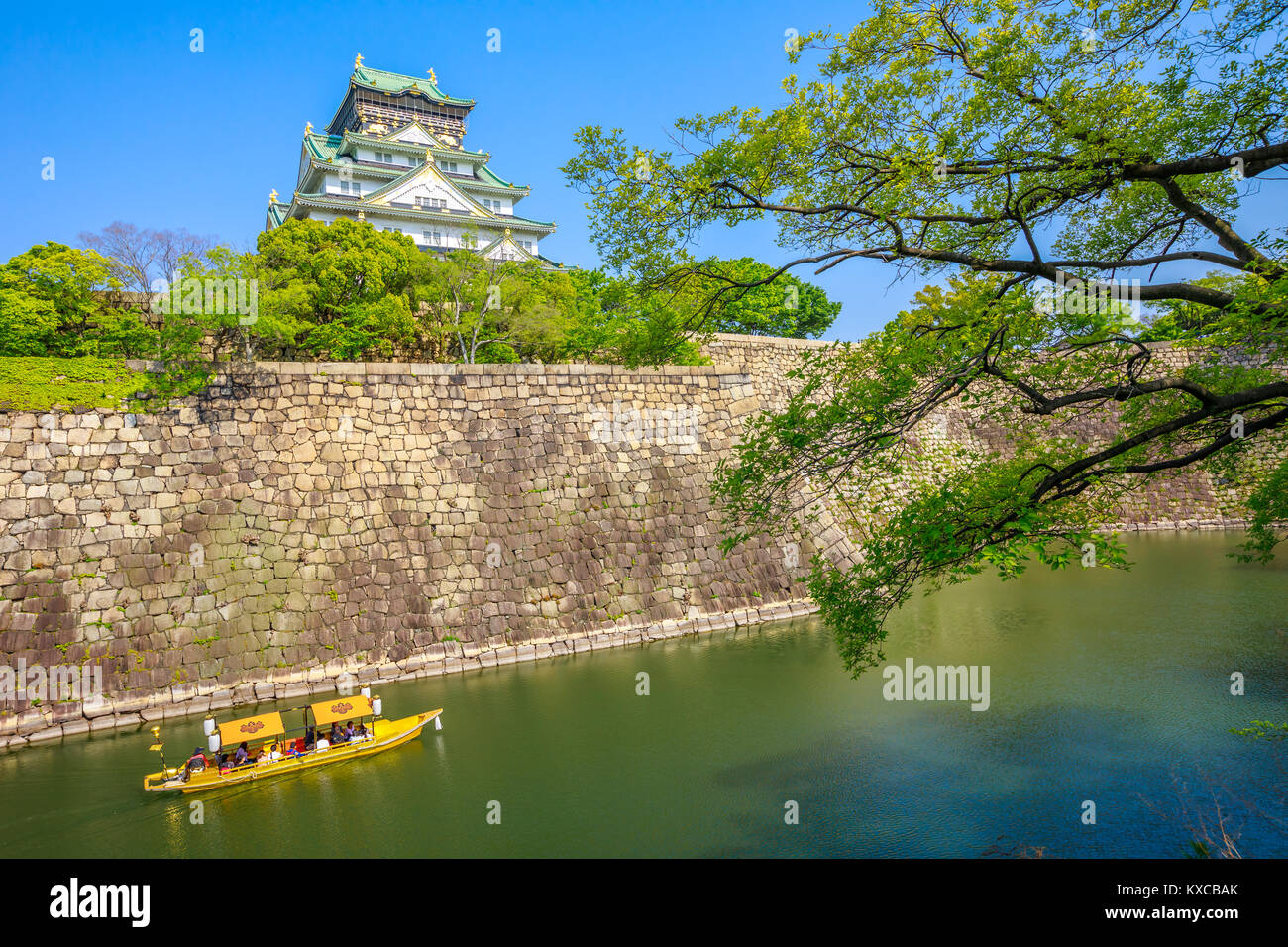 Osaka Castle Tourenboot Stockfoto
