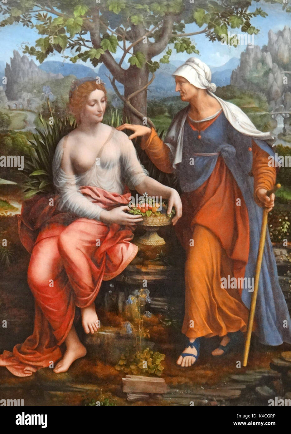 Das Barockgemälde „Vertumne et Pomone“ von Jean-Baptiste Van Loo in der Gemäldegalerie Berlin zeigt die mythologische Liebesgeschichte zwischen Vertumnus und Pomona aus der klassischen römischen Mythologie. Stockfoto