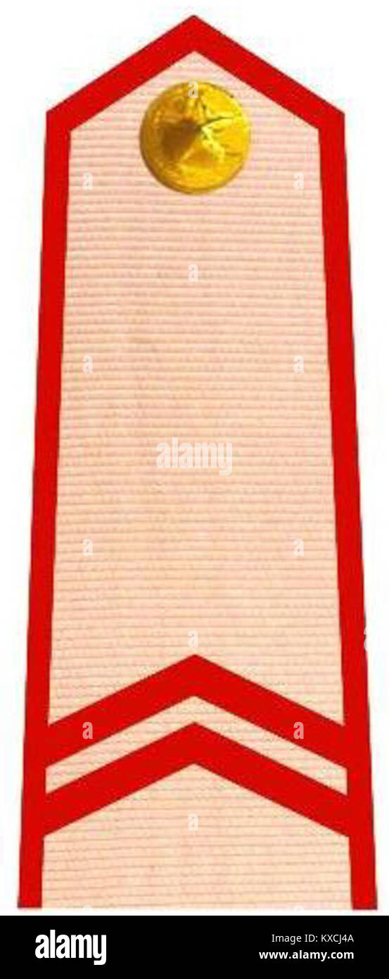 Eine historische Referenz an die vietnamesische Volksarmee, die einen Soldaten mit dem Rang eines ersten Privaten identifiziert. Die Aufzeichnung repräsentiert die Struktur und das Personal des vietnamesischen Militärs. Stockfoto