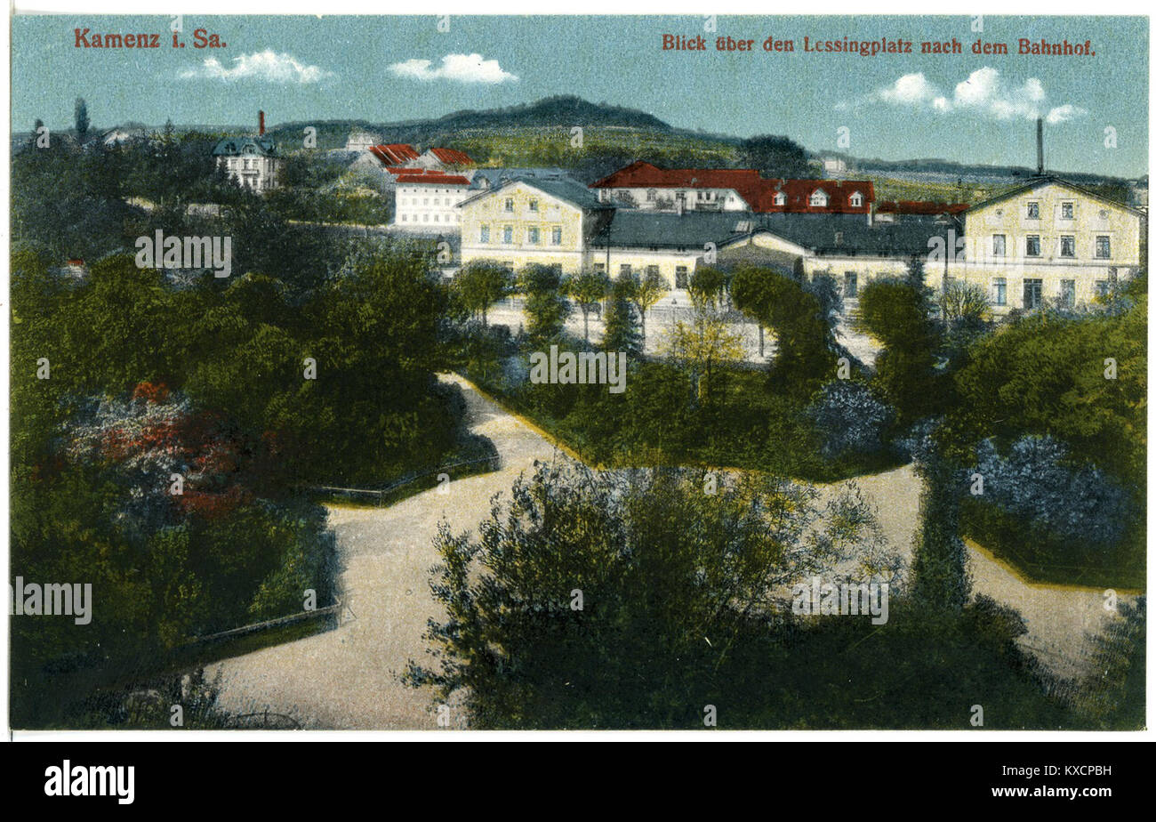 20383 - Kamenz 1917 - Blick über den Lessingplatz / Dm Bahnhof-Brück&Sohn Kunstverlag Stockfoto