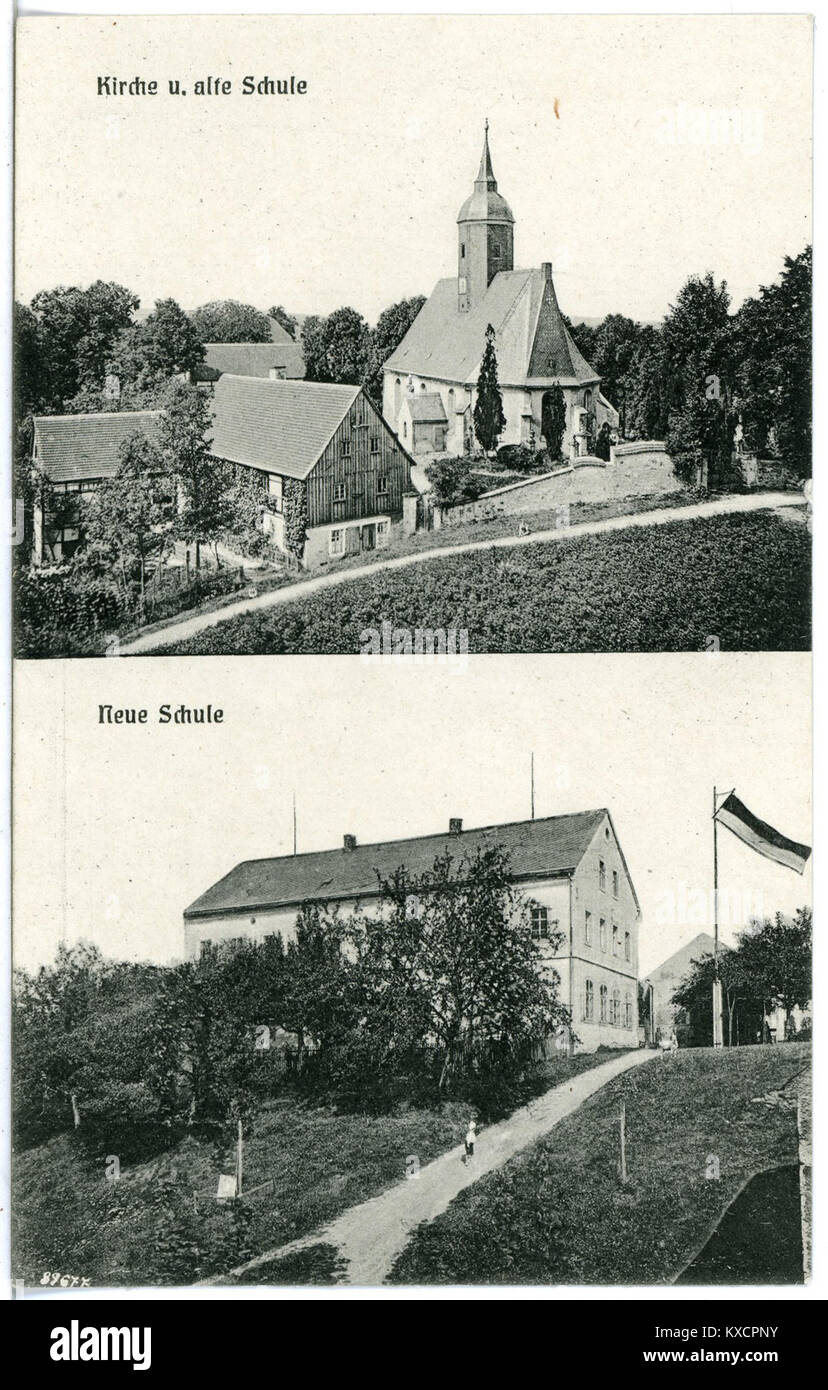 20601 - Dittmannsdorf 1917-Kirche - Alte und Neue Schule-Brück&Sohn Kunstverlag Stockfoto