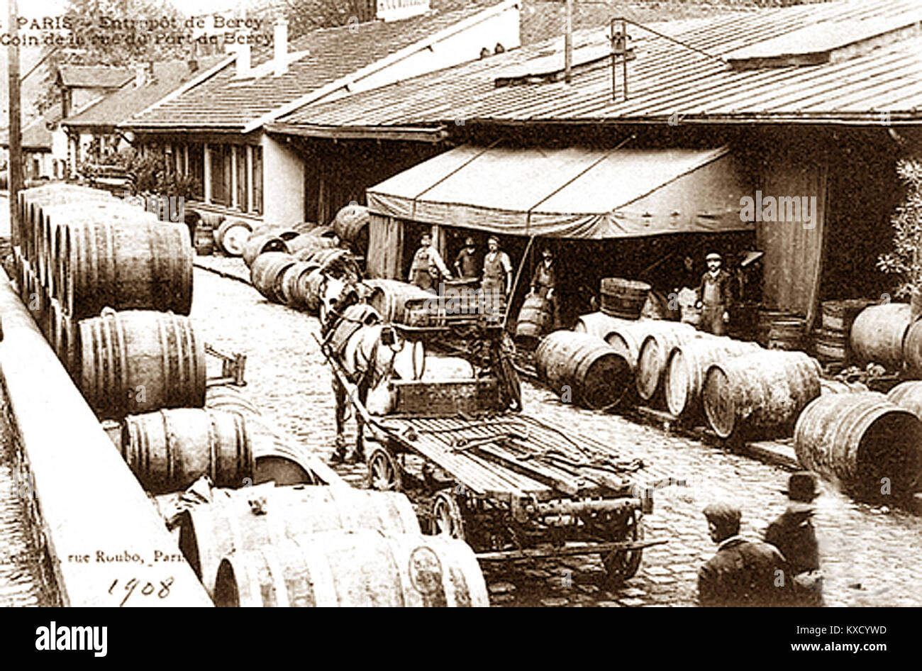 Ein gedruckter Artikel mit dem Titel „01 Bercy 1908 Gondry éditeur“ stammt aus dem Jahr 1908 und weist auf eine Veröffentlichung durch Gondry aus Bercy, einem Stadtteil in Paris, hin. Stockfoto