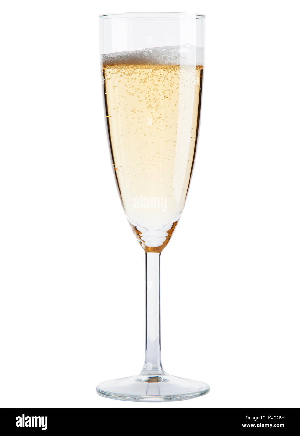Champagner Glas auf weißem Hintergrund Stockfoto