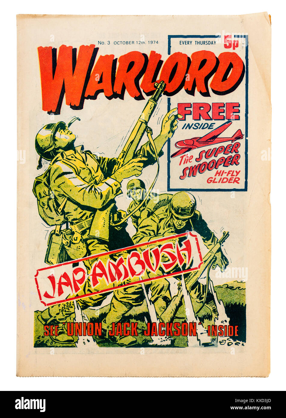 Jahrgang 12 Oktober 1974 frühe Kopie der "Warlord" (Nr. 3), die populäre britische Wochenzeitung Krieg Comic für Jungen Stockfoto