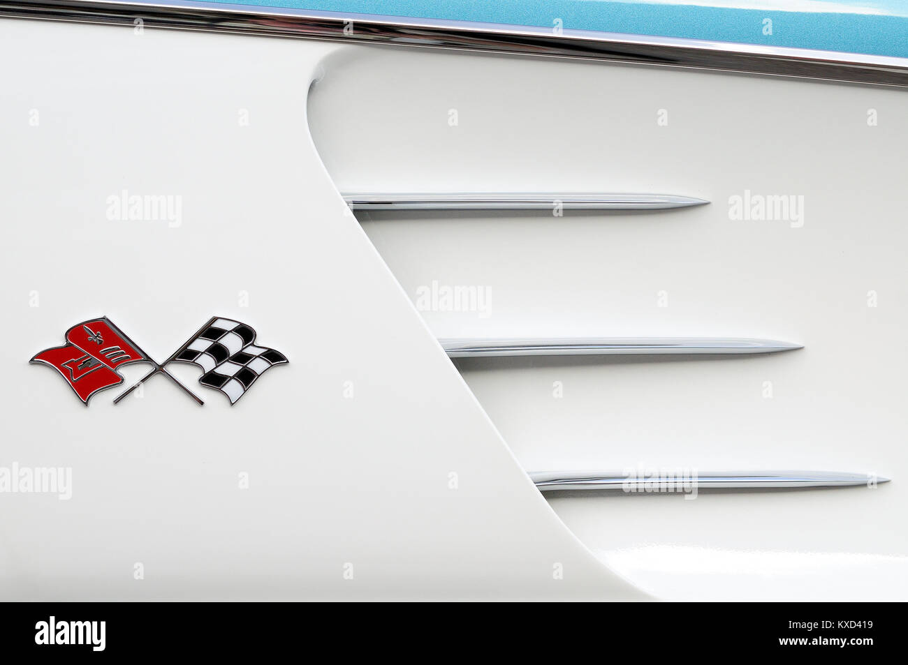 Seite weiß und türkis American Classic sports Auto Vent Stockfoto