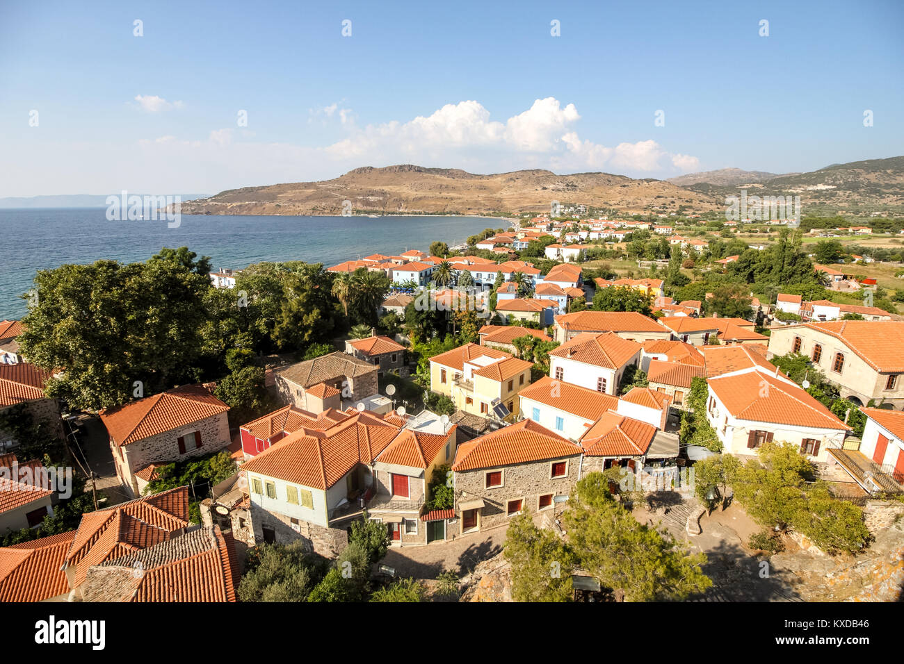 Anzeigen von Petra Stadt, in Lesbos, Griechenland. Stockfoto