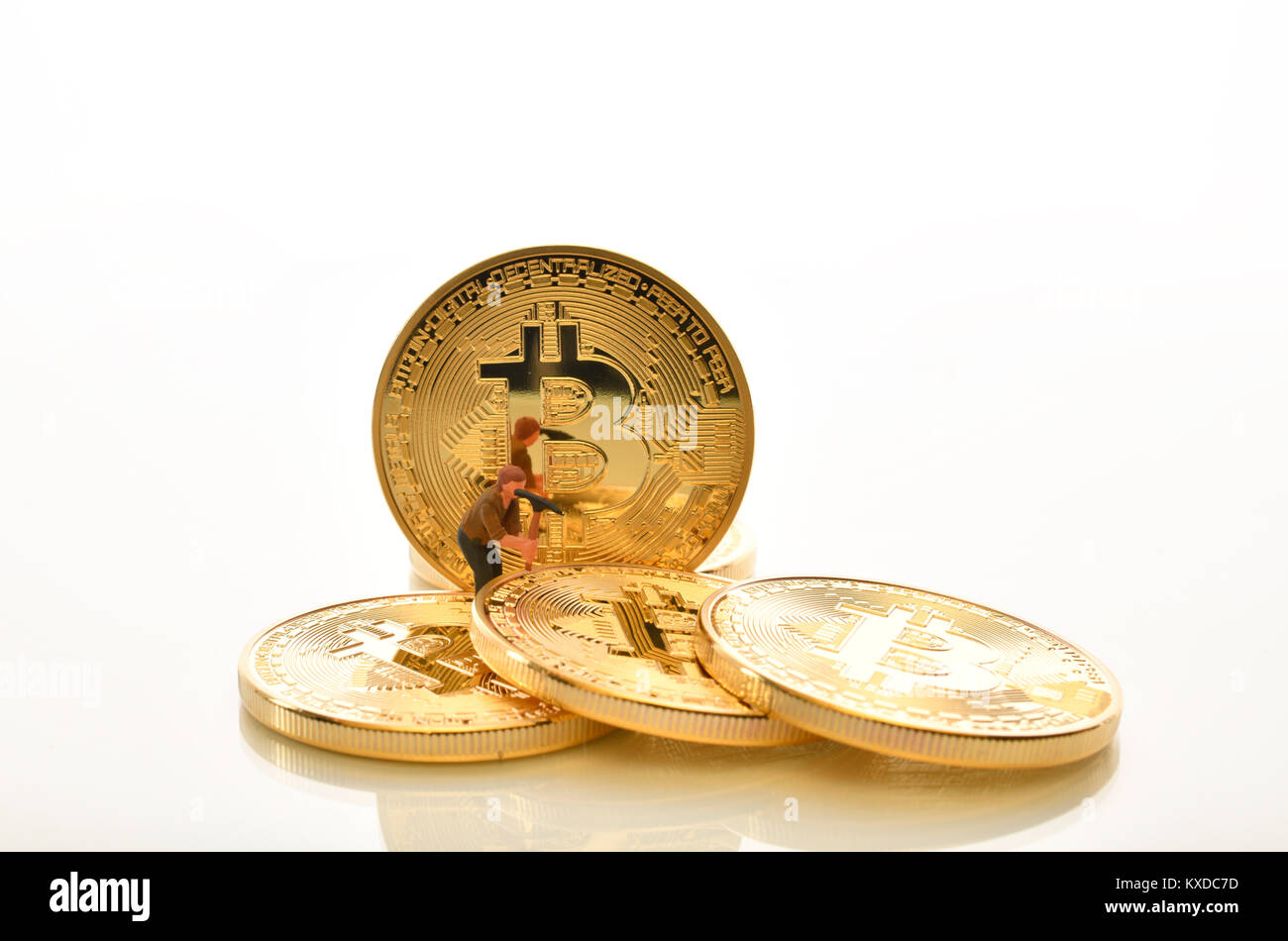 Abbildung Gold Digger, Symbol Bild digitale Währung, Gold Münze Bitcoin Stockfoto