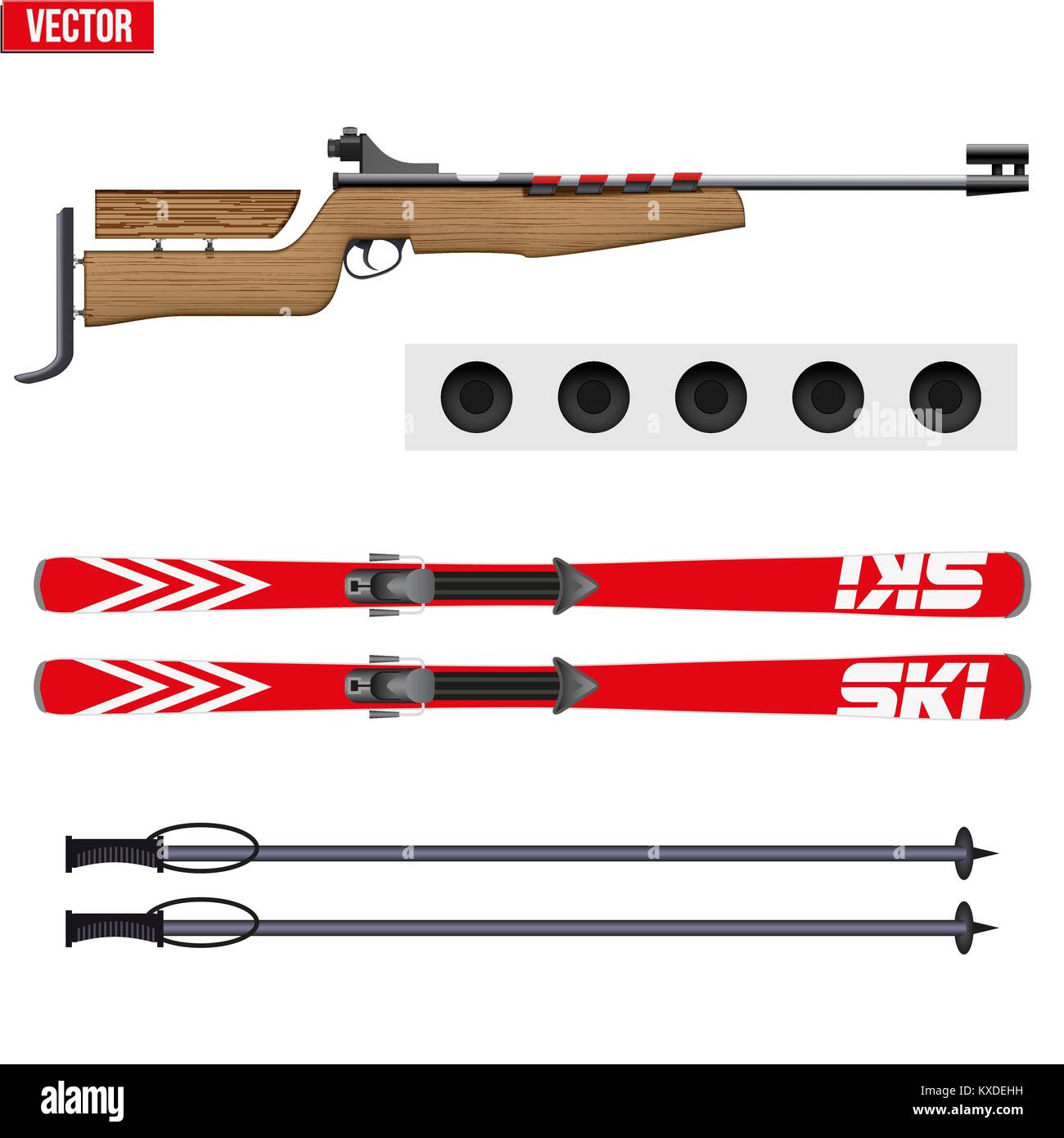 Satz von Biathlon Sport Stock Vektor