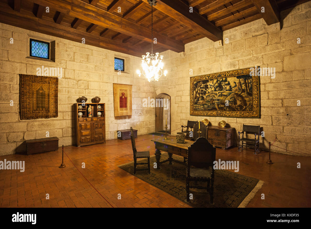 GUIMARAES, PORTUGAL - 11. Juli: Im Palast der Duques von Braganza am 11. Juli 2014 in Guimaraes, Portugal Stockfoto