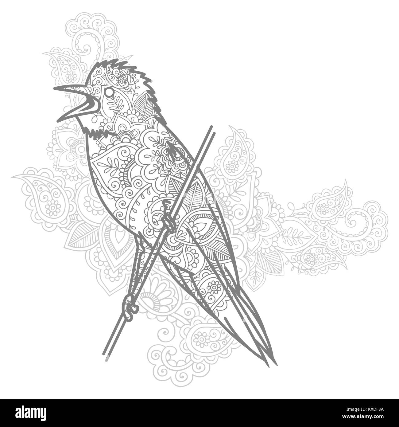 Hand gezeichnet doodle Tier paisley nach Stress release Färbung Seite zentangle Vektor Stockfoto