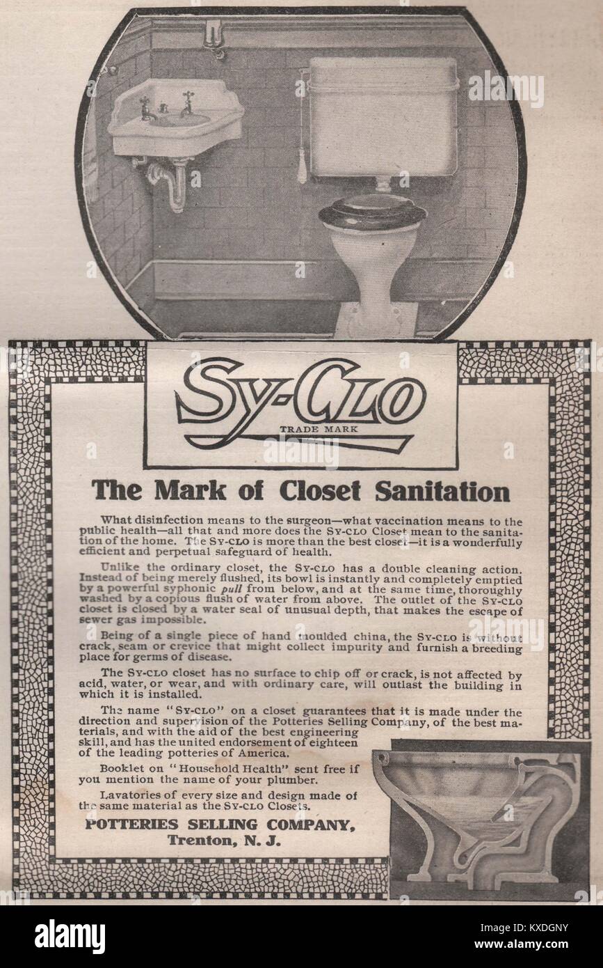 Der y-Clo Marke "Die Marke von Schrank sanitäre Anlagen - töpfereien Vertriebsgesellschaft Trenton, N.J Stockfoto