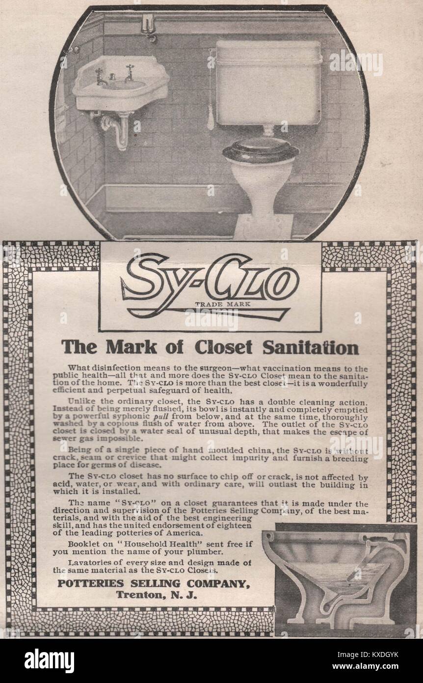 Der y-Clo Marke "Die Marke von Schrank sanitäre Anlagen - töpfereien Vertriebsgesellschaft Trenton, N.J Stockfoto