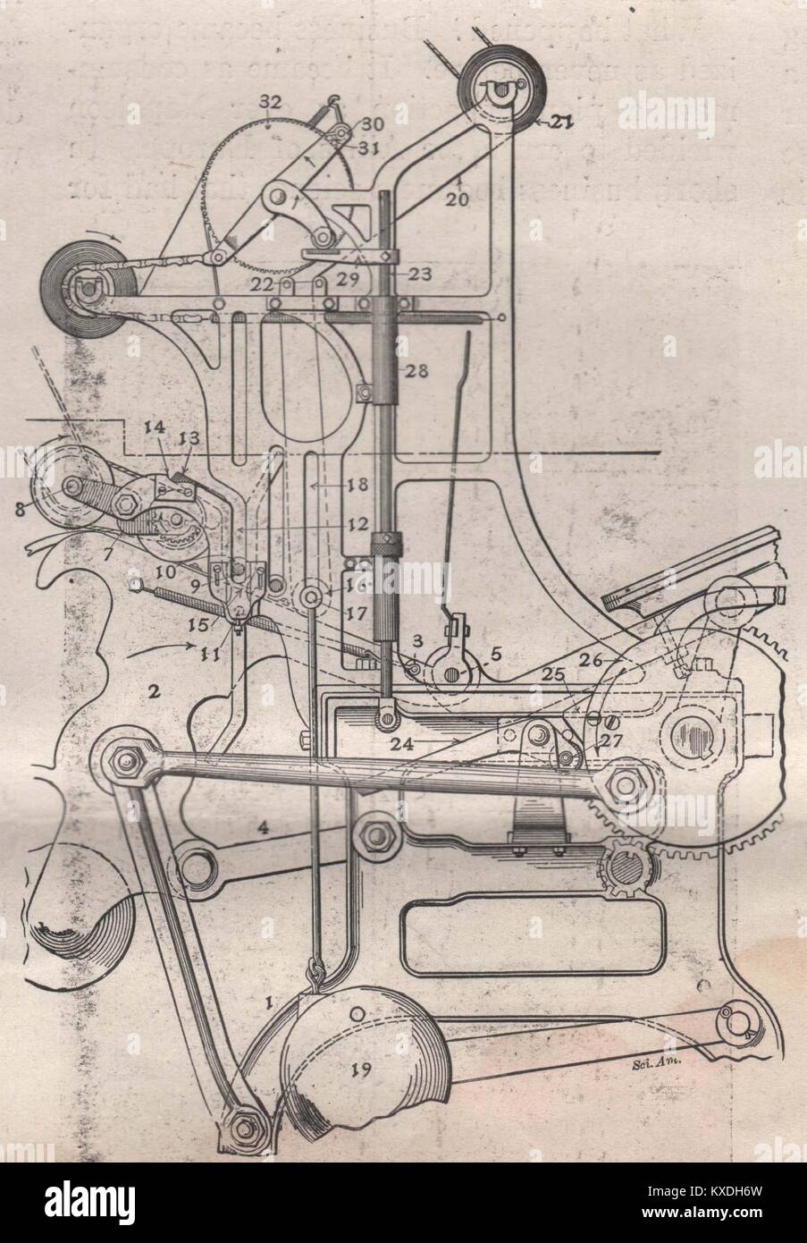 Seitenansicht des Druck- und Prägemaschine Stockfoto