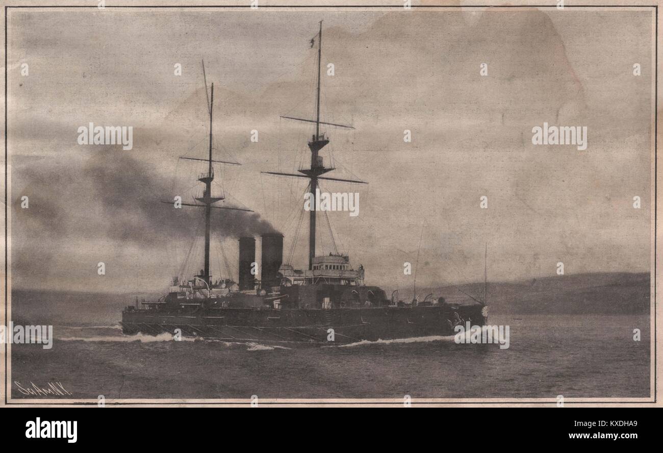 Die neue japanische Schlachtschiff "Katori' auf ihren Versuch Reise. Vertrag Geschwindigkeit 18,5 Knoten. Die "Katori' und die 'Kishima' sind die beiden... Stockfoto