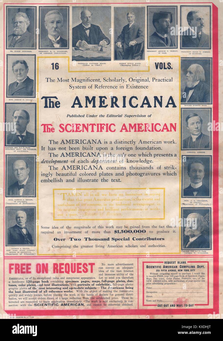 Die amerikanische unter der redaktionellen Aufsicht des Scientific American veröffentlicht. Dr. Simon Newcomb, Präsident R.S. Woodward,… Stockfoto