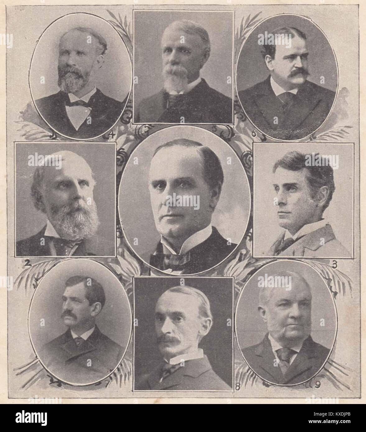 Präsident und Schrank 1. Präsident McKinley, 2. Finanzminister Gage, 3. Generalstaatsanwalt Griggs, 4. Sekretär der Agr... Stockfoto