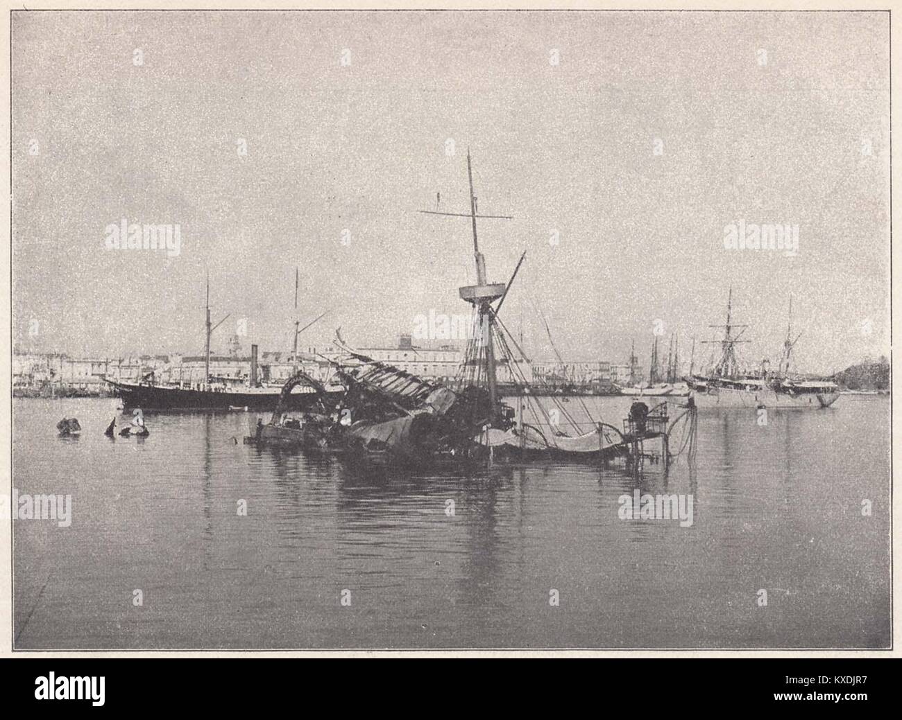 Ein weiterer Blick auf die Maine Wrack - die Schlick und Schlamm in Havanna Hafen groß die Schwierigkeiten für die Wiederherstellung der Bodi erhöht Stockfoto