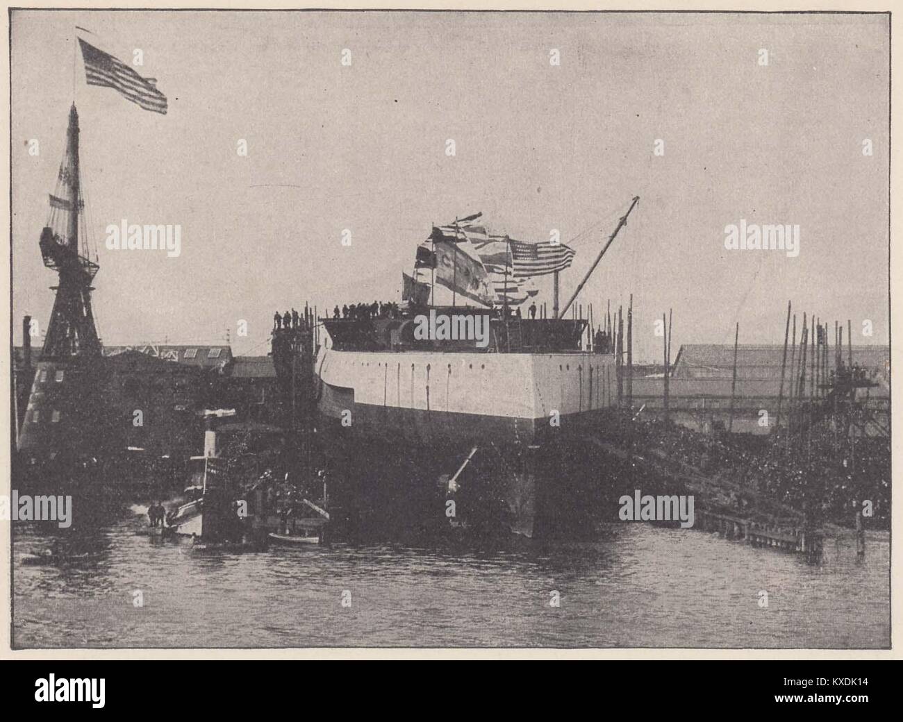 In der Bestände - Das Schiff ist das erste-Klasse Schlachtschiff Iowa, der voll mit dem Foto auf einer anderen Seite beschrieben ist Stockfoto