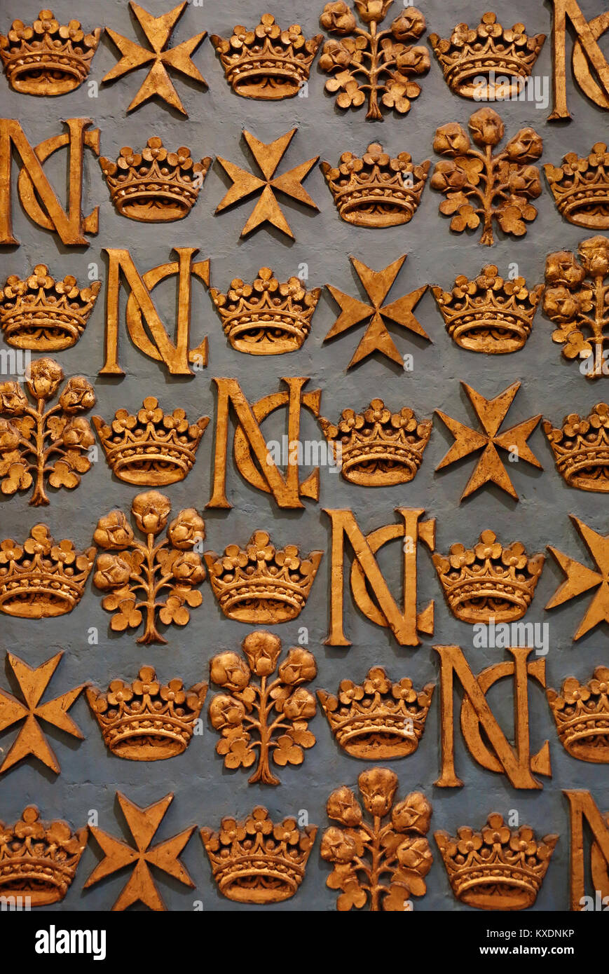 Detail der Kathedrale von Malta, die Ornamente ist im barocken Stil. Stockfoto