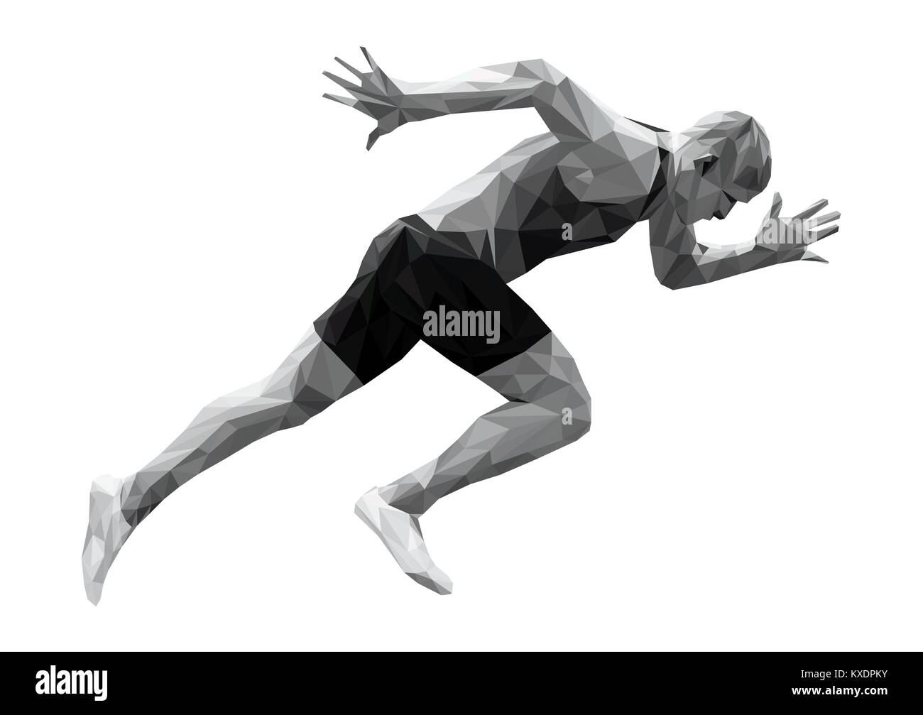 Starten sprinter Mann Athlet Low Poly Silhouette Stockfoto