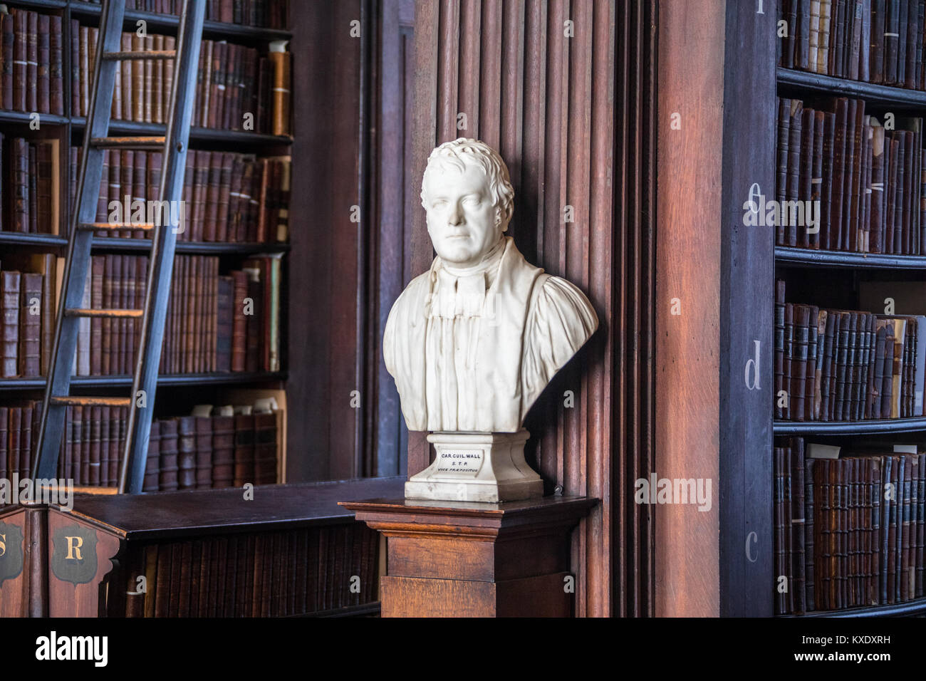 Skulptur von Charles William Wall, den langen Raum, Trinity College Library, Dublin, Irland Stockfoto