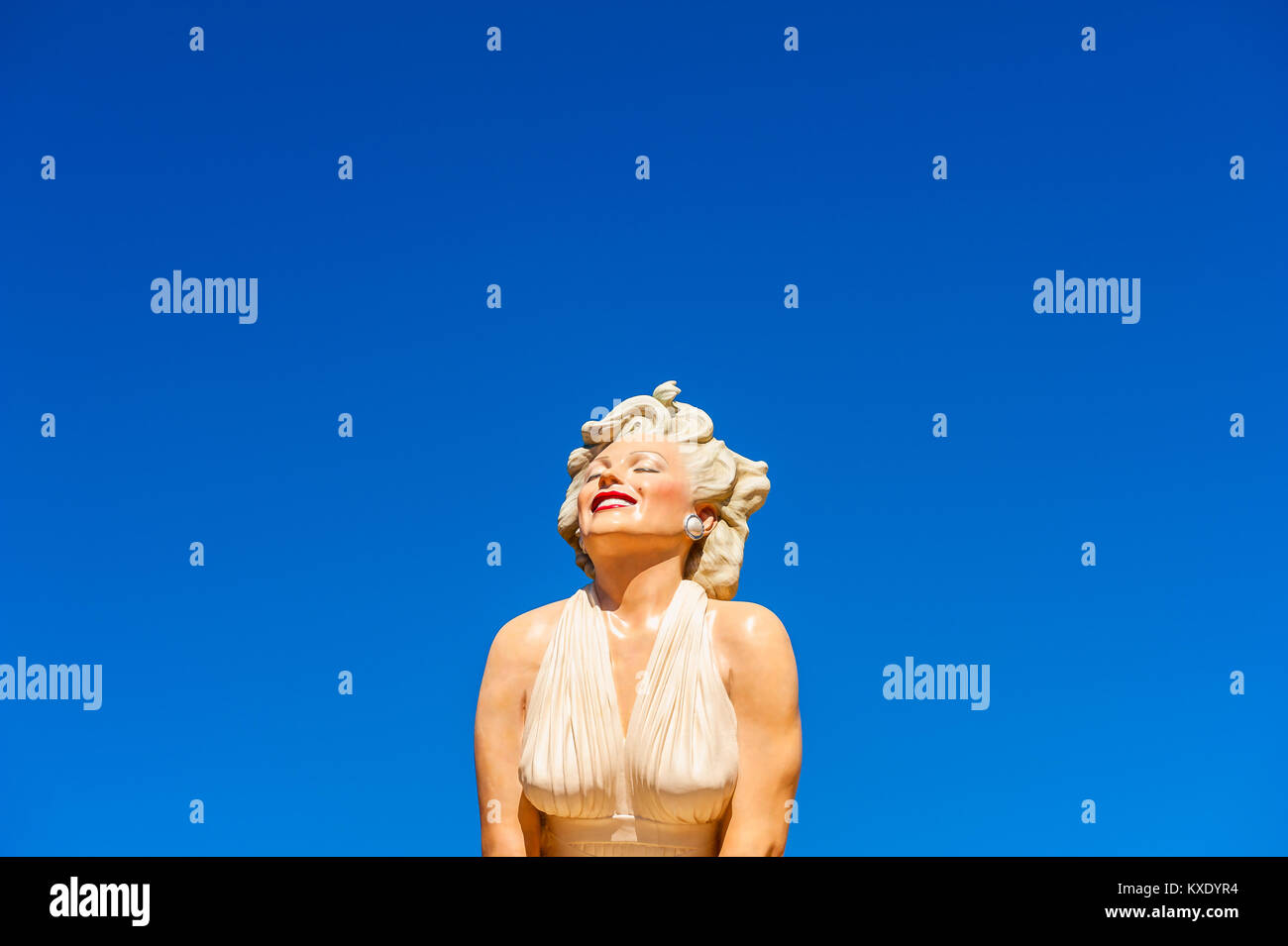 Detail der Marilyn Monroe Skulptur in Palm Springs, Kalifornien, USA. Marilyn Monroe wurde in Palm Springs entdeckt. Stockfoto