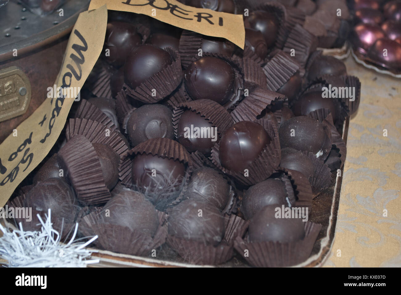 Boer Pralinen in Likör Kirsche auf Weihnachtsmärkten Stockfoto