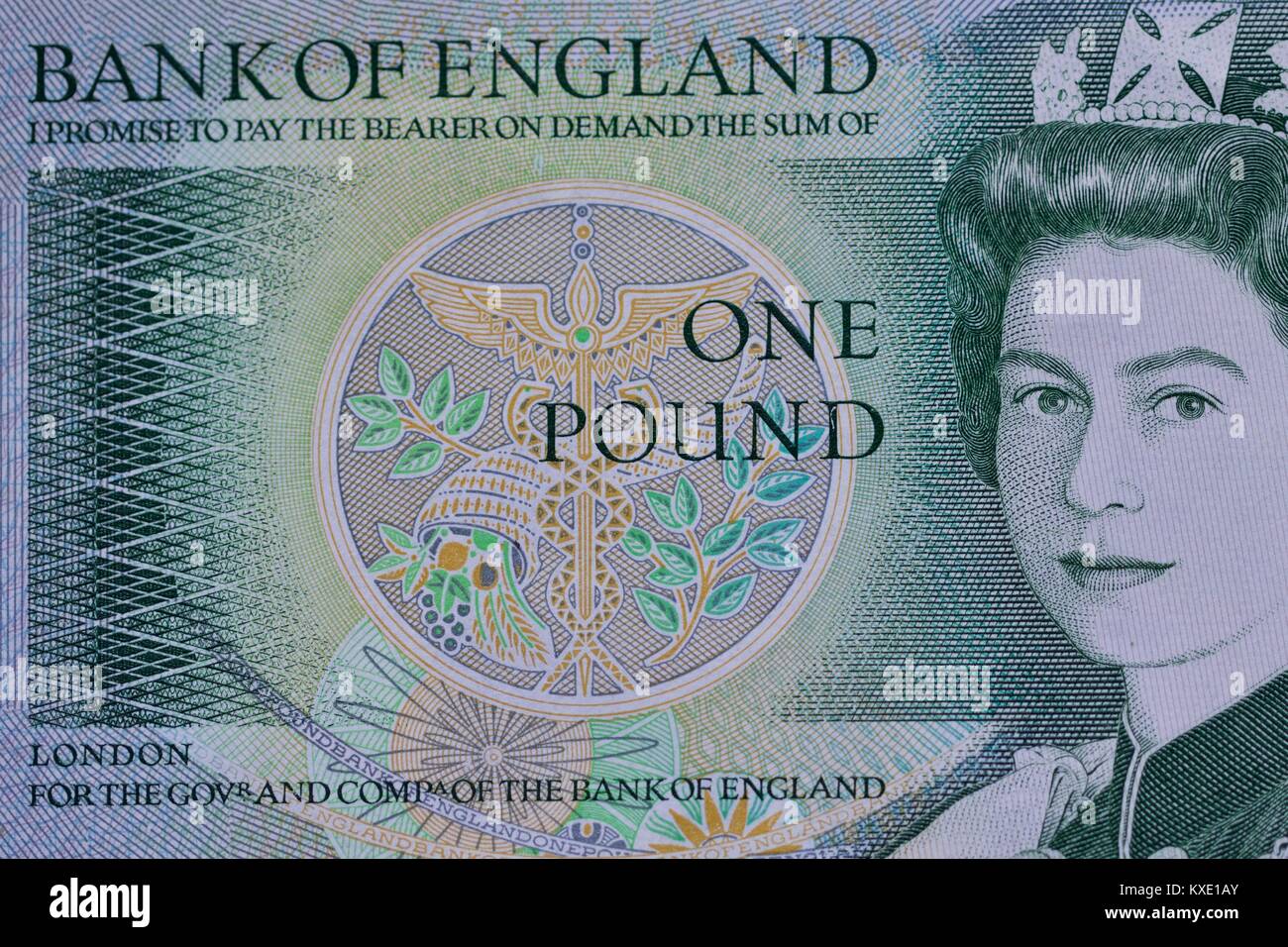 Bank von England £ 1 Hinweis aus dem Verkehr im Jahr 1988 zurückgezogen und durch die einpfundstück ersetzt Stockfoto