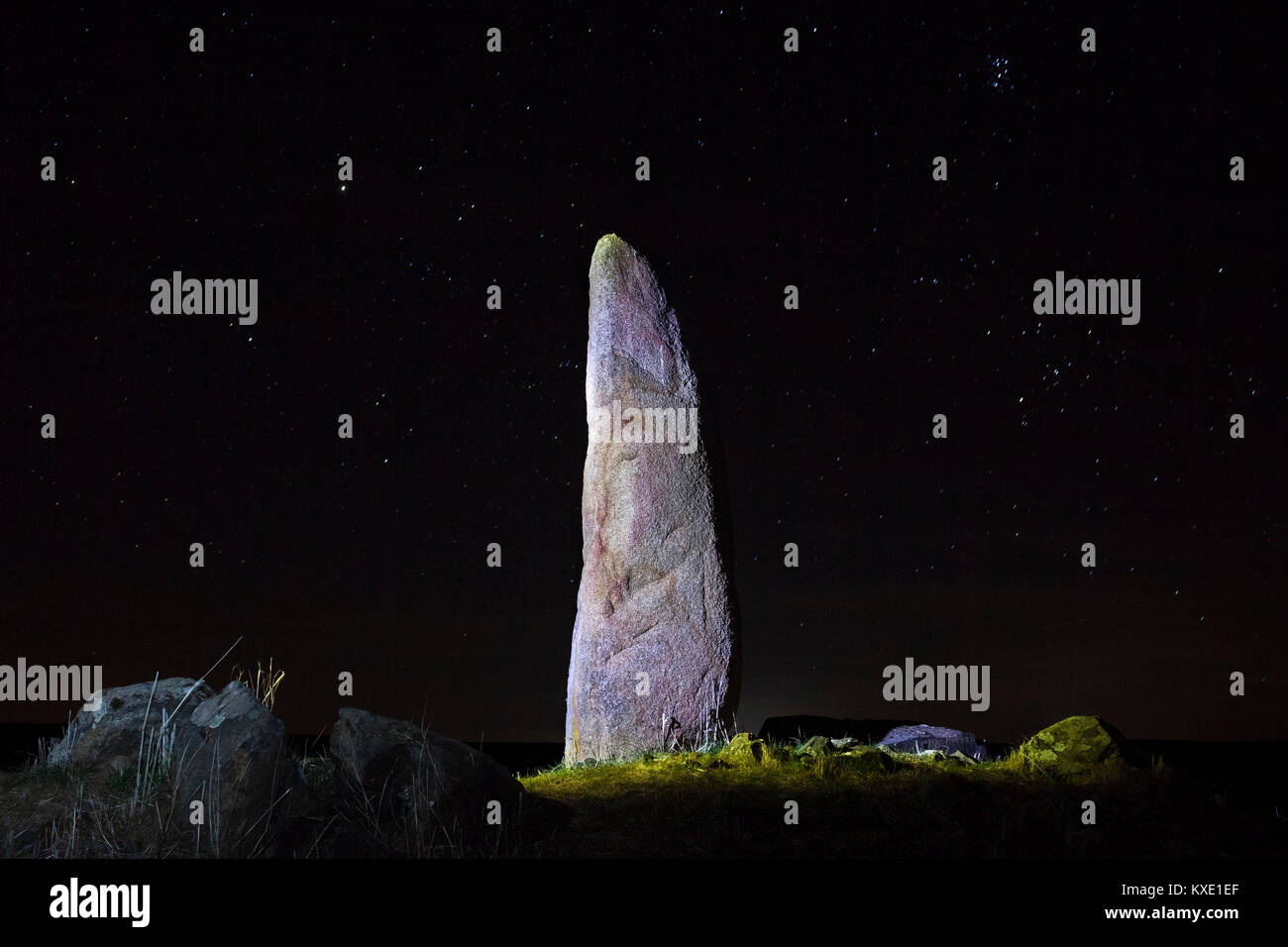 Valencia del Ventoso Menhir del Rabano oder Rettich Menhir, Badajoz, Spanien Stockfoto