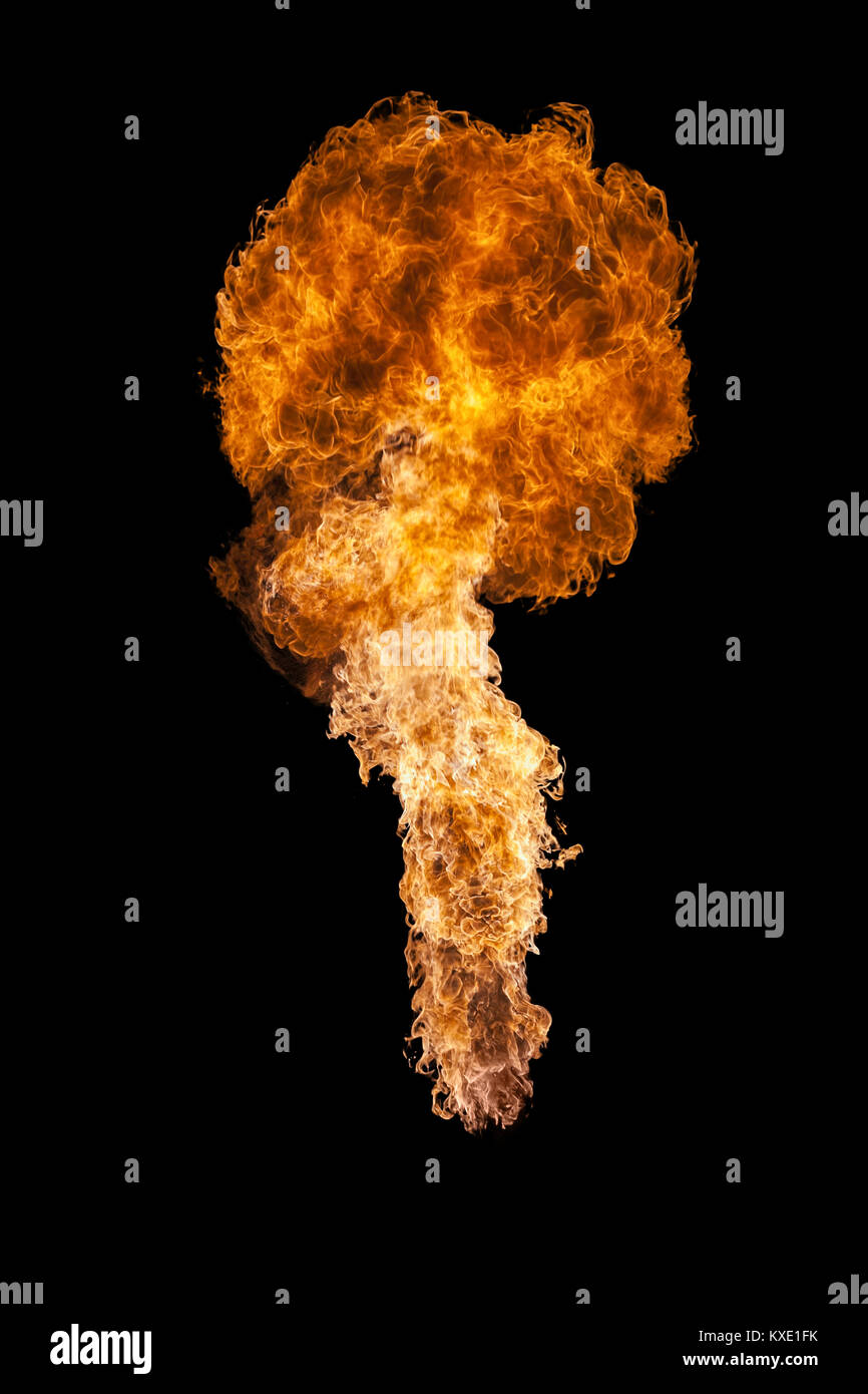 Brand, Explosion, auf schwarzem Hintergrund Stockfoto