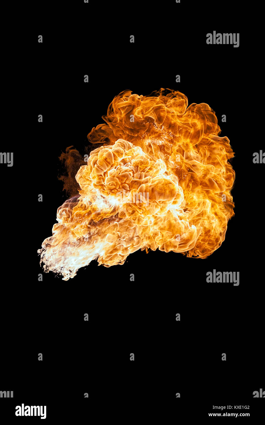 Brand, Explosion, auf schwarzem Hintergrund Stockfoto