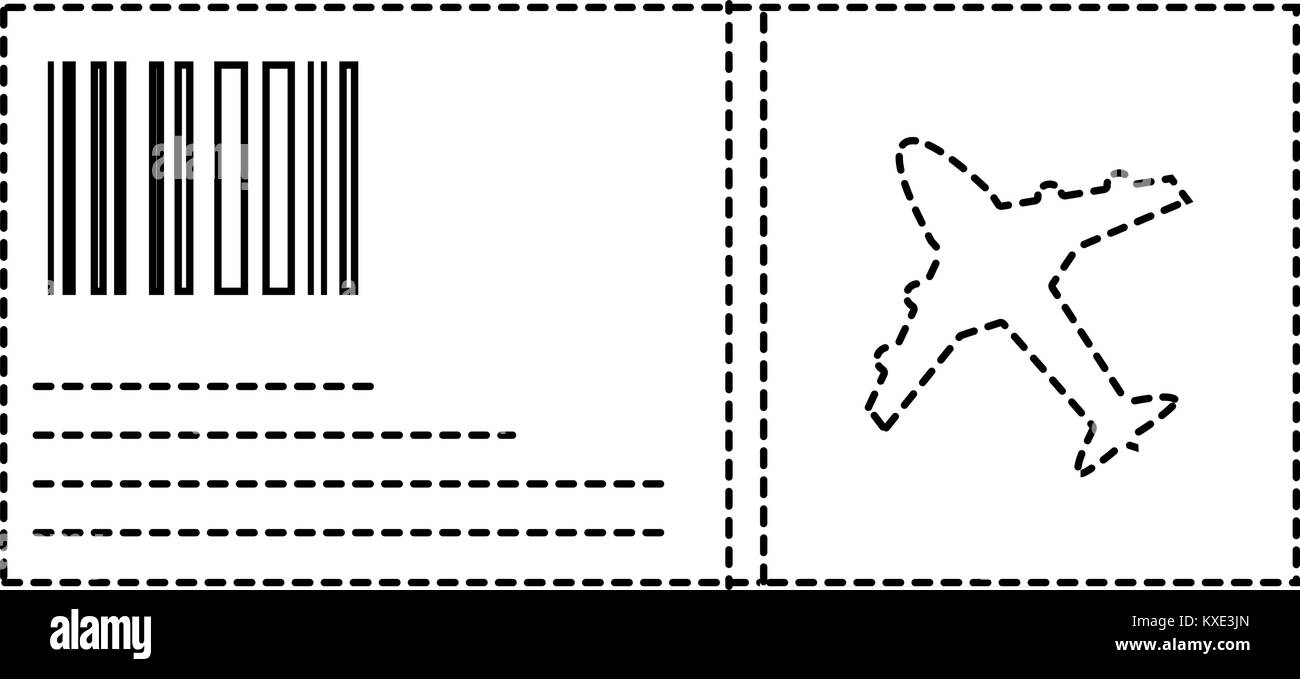 Gepunktete Form Flugticket Reise Urlaub Tourismus Stock Vektor