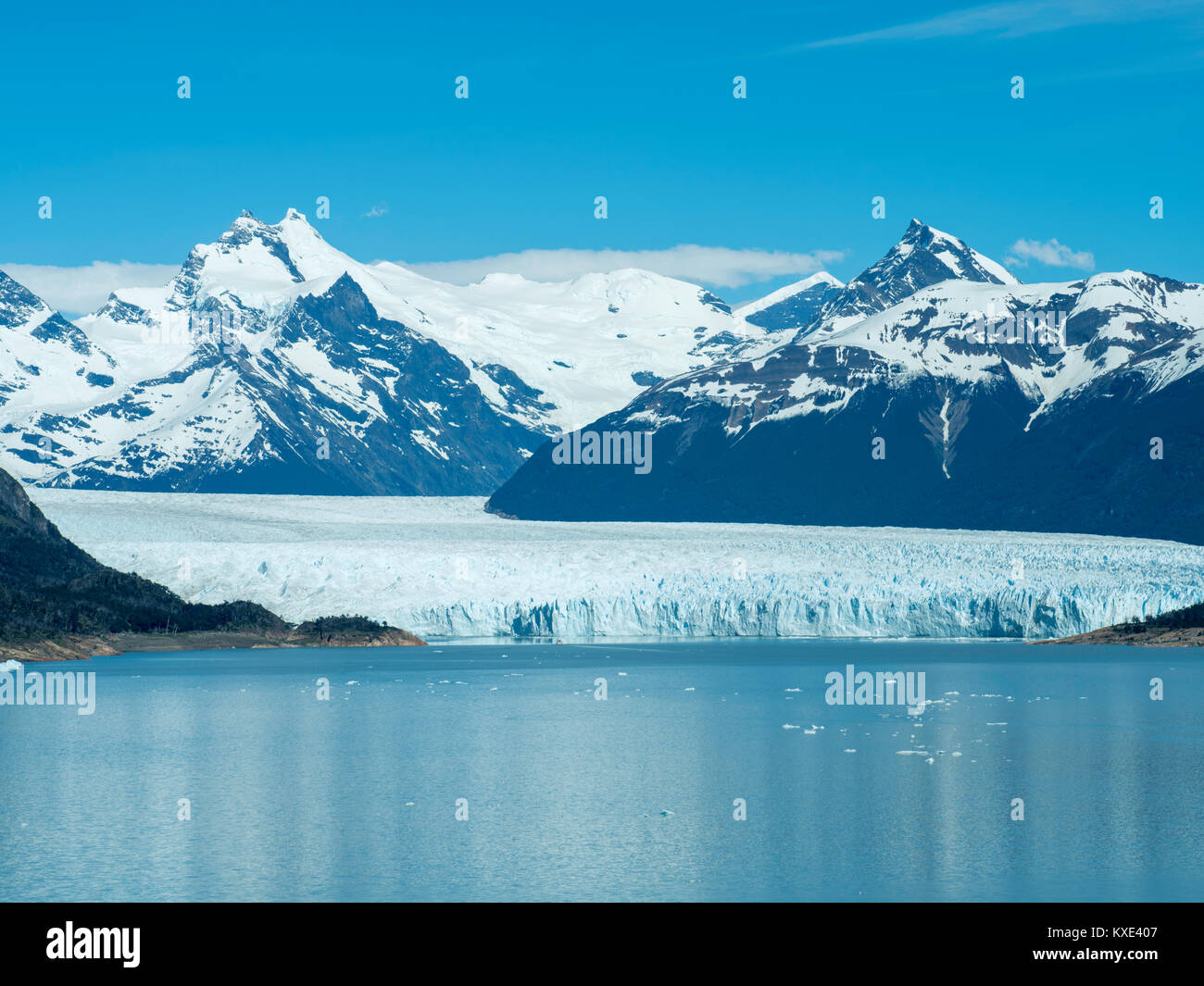 Ansicht des Brazo Rico und der Perito Moreno Gletscher, Nationalpark Los Glaciares, in der Nähe von El Calafate, Provinz Santa Cruz, Argentinien. Stockfoto