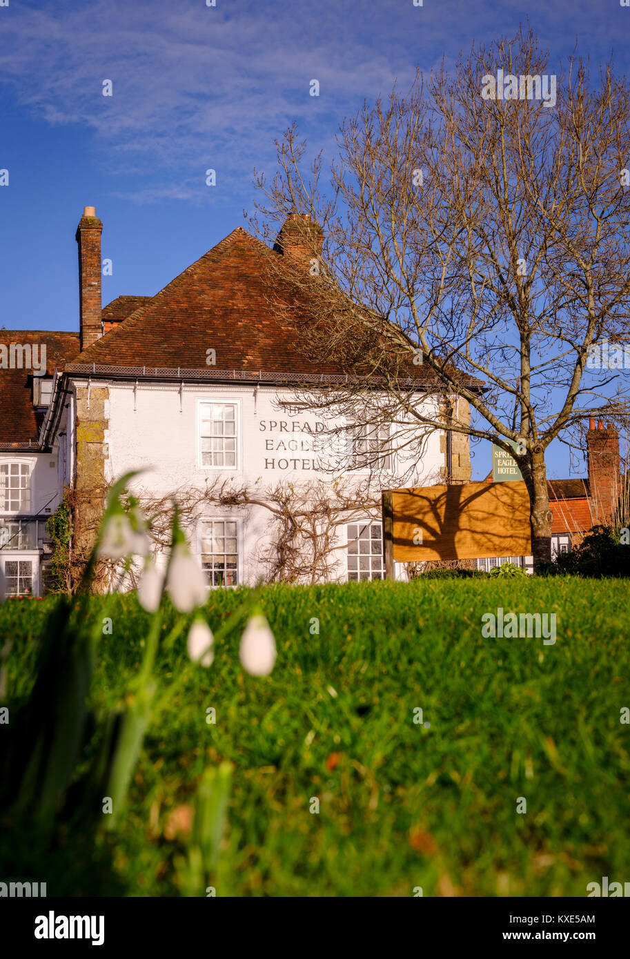 Der Spread Eagle Hotel in Midhurst, West Sussex. Stockfoto