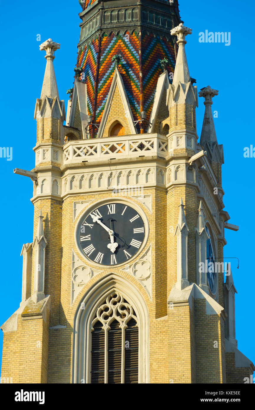 In der Nähe des Clock Tower Der Name der Marienkirche. Novi Sad, Serbien Stockfoto