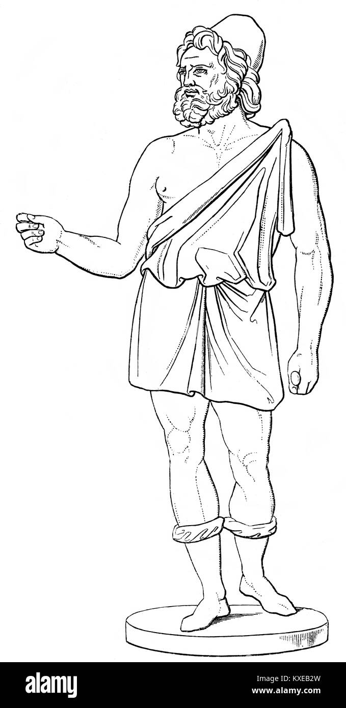Hephaistos, der griechische Gott der Schmiede und Metallbearbeitung Stockfoto