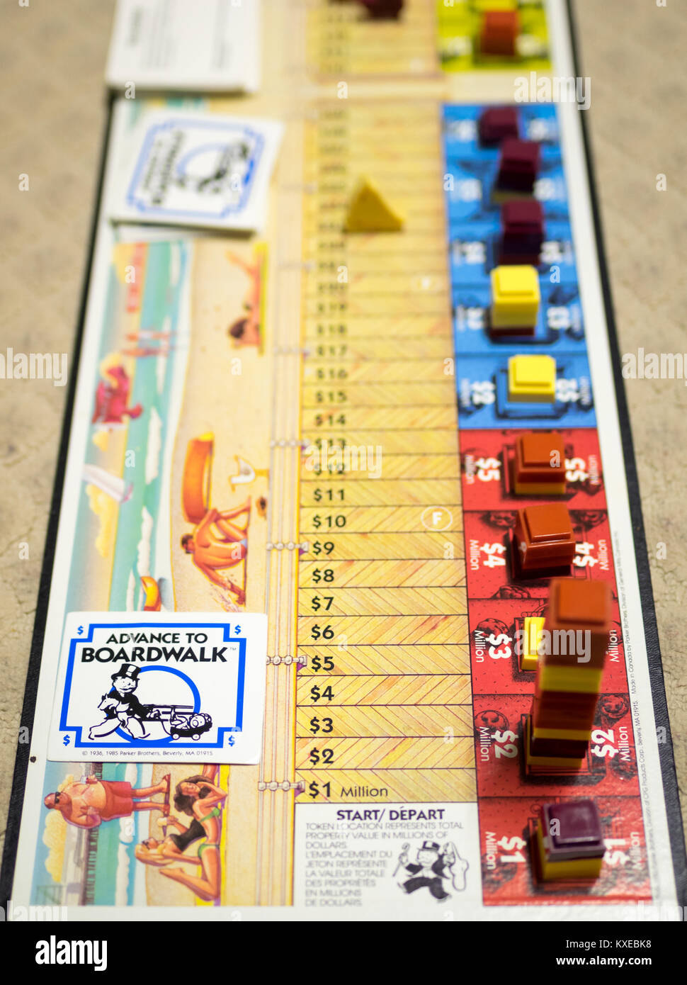 Das spielbrett der Boardwalk, eine 1985 Spin-off der Parker Brothers Brettspiel Monopoly. Stockfoto