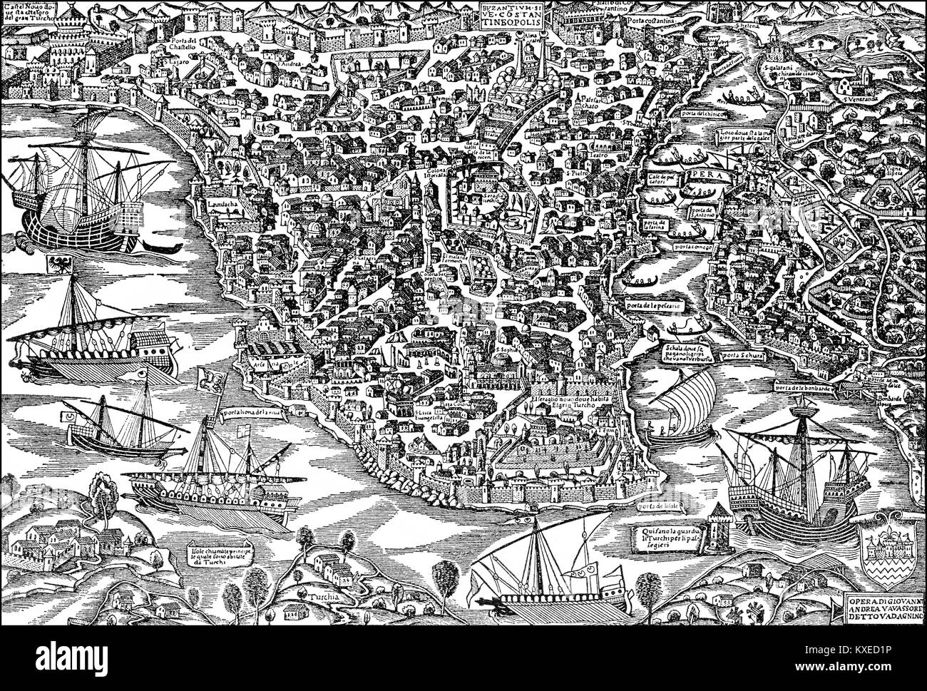 Stadtbild von Konstantinopel, 1520 Stockfoto