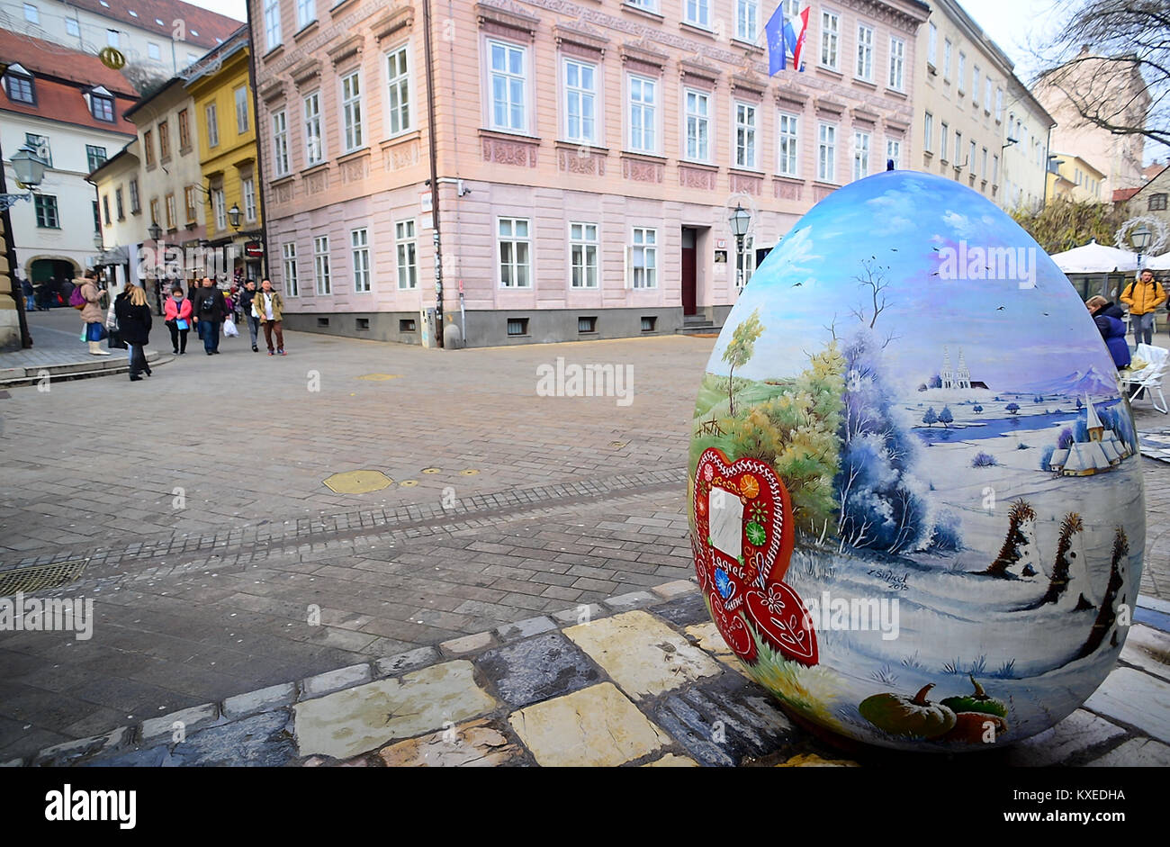 Zagreb, Kroatien. Easter Egg in der Tkalciceva Ulica. Stockfoto