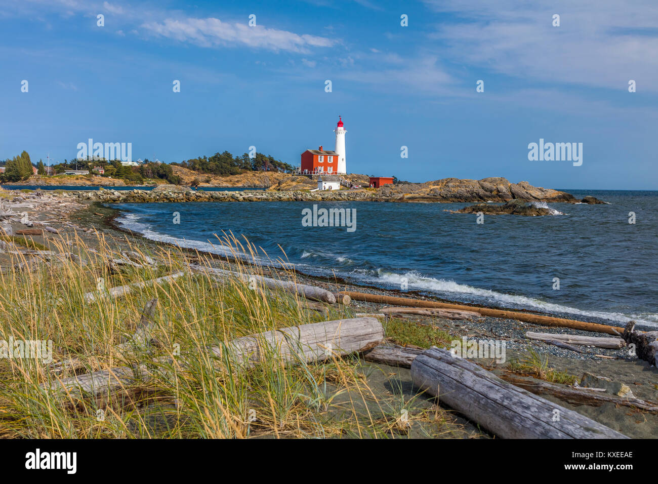 Fisgard Leuchtturm National Historic Site, auf Fisgard Insel an der Mündung des Hafen in Colwood Esquimalt, British Columbia, Kanada. Stockfoto