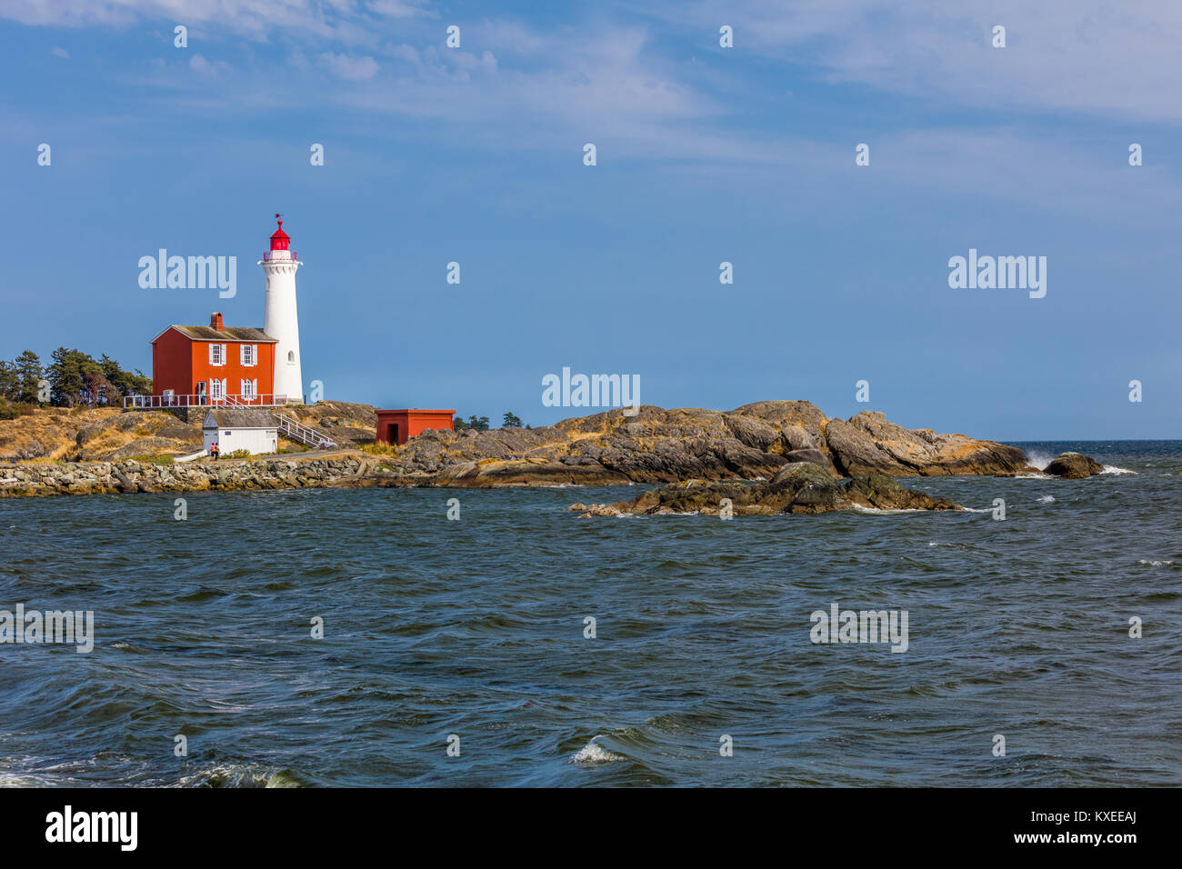 Fisgard Leuchtturm National Historic Site, auf Fisgard Insel an der Mündung des Hafen in Colwood Esquimalt, British Columbia, Kanada. Stockfoto