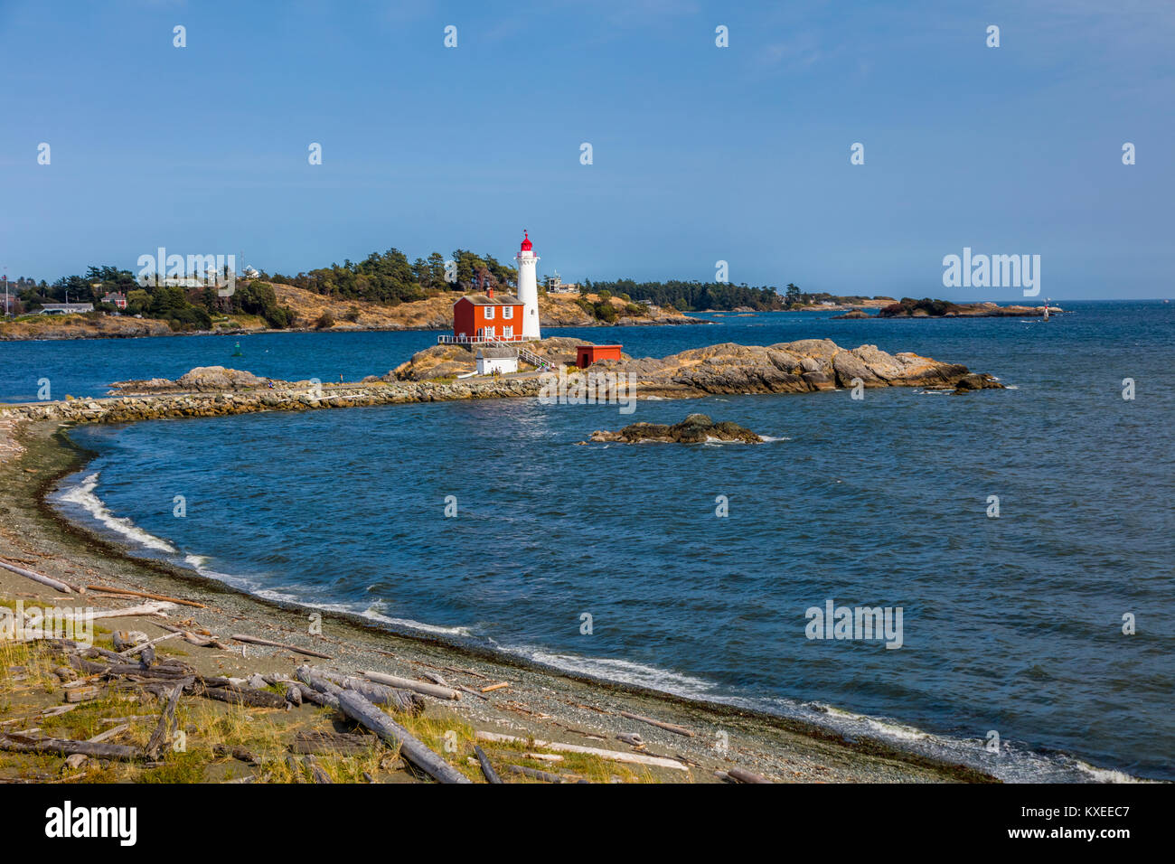 Fisgard Leuchtturm National Historic Site, auf Fisgard Insel an der Mündung des Hafen in Colwood Esquimalt, British Columbia, Kanada. Stockfoto