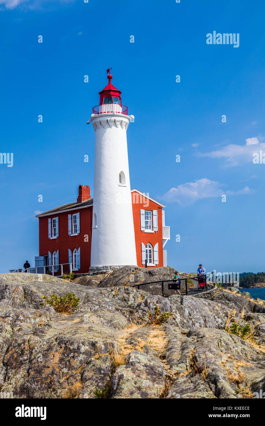 Fisgard Leuchtturm National Historic Site, auf Fisgard Insel an der Mündung des Hafen in Colwood Esquimalt, British Columbia, Kanada. Stockfoto