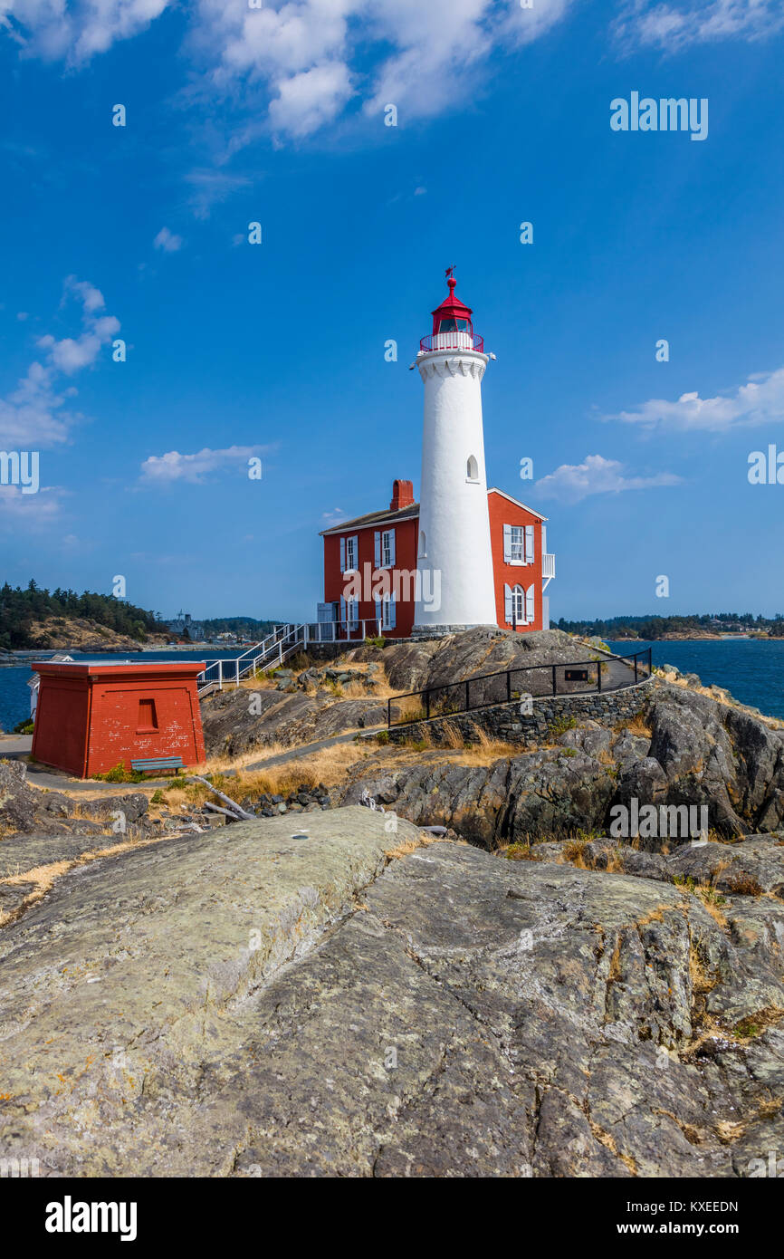 Fisgard Leuchtturm National Historic Site, auf Fisgard Insel an der Mündung des Hafen in Colwood Esquimalt, British Columbia, Kanada. Stockfoto