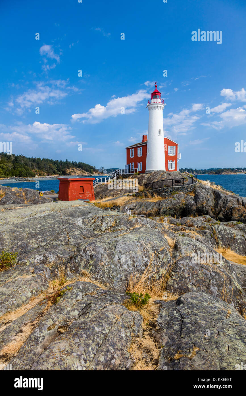 Fisgard Leuchtturm National Historic Site, auf Fisgard Insel an der Mündung des Hafen in Colwood Esquimalt, British Columbia, Kanada. Stockfoto