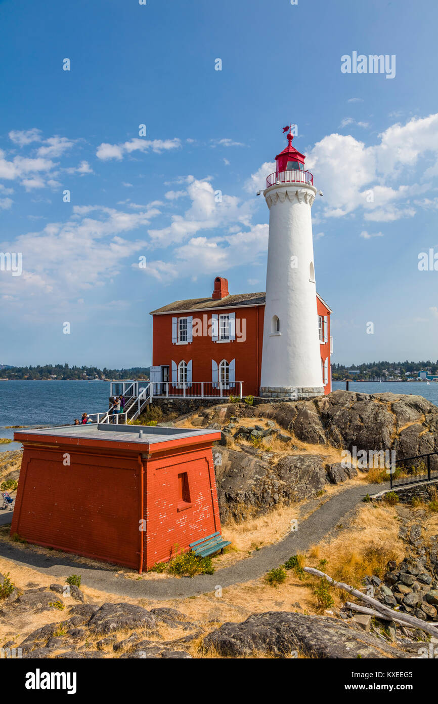 Fisgard Leuchtturm National Historic Site, auf Fisgard Insel an der Mündung des Hafen in Colwood Esquimalt, British Columbia, Kanada. Stockfoto