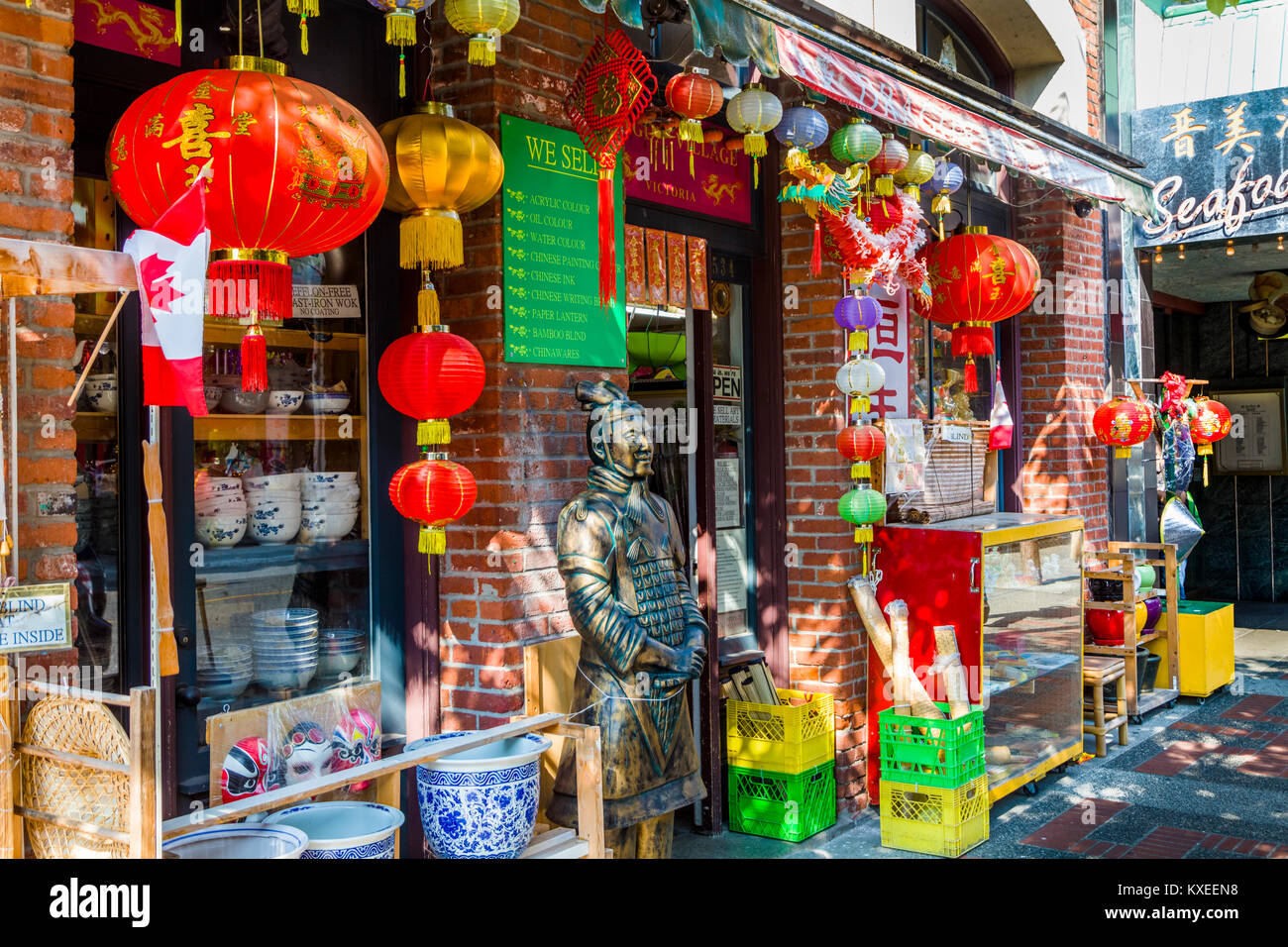 Chinatown in Victoria, der auch als Garden City auf Vancouver Island in British Columbia, Kanada bekannt Stockfoto