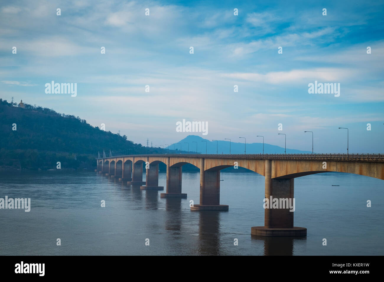 Lao Nippon Brücke am Morgen, Champasak, Laos. Stockfoto